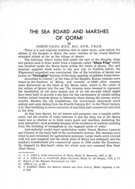 THE SEA BOARD and MARSHES of QORMI by JOSEPH GALEA, M.B.E., M.D., D.P.H., F.R.S.H