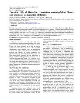 Vaccinium Arctostaphylos) Shoots and Chemical Composition of Berries