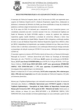 Boletim Epidemiológico Diario 17 De Abril De 2021