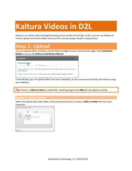 Kaltura Videos in D2L