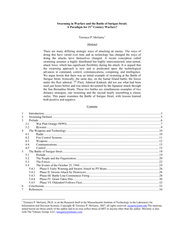 Swarming in Warfare and the Battle of Surigao Strait; a Paradigm for 21St Century Warfare?