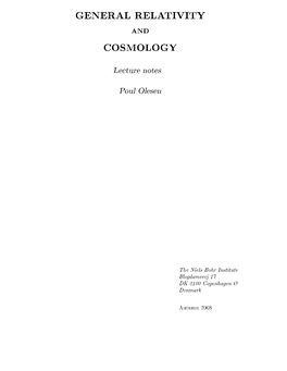 General Relativity Cosmology