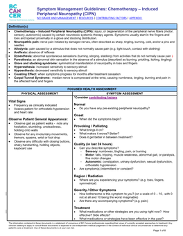 Chemotherapy – Induced Peripheral Neuropathy (CIPN) NCI GRADE and MANAGEMENT | RESOURCES | CONTRIBUTING FACTORS | APPENDIX