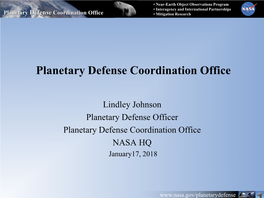 Planetary Defense Coordination Office • Mitigation Research