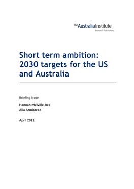 2030 Targets for the US and Australia