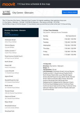 11C Bus Time Schedule & Line Route