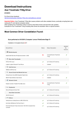 Acer Travelmate 7720G Driver 8/13/2015