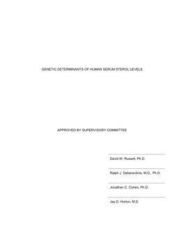 Genetic Determinants of Human Serum Sterol Levels