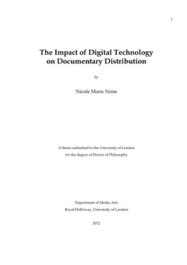 The Impact of Digital Technology on Documentary Distribution