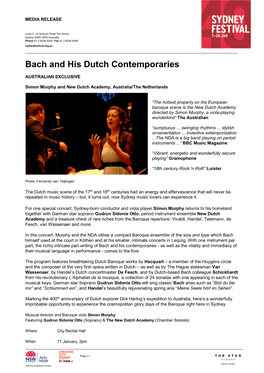 Bach and His Dutch Contemporaries