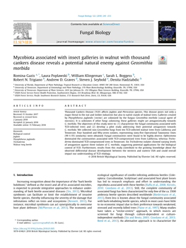 Mycobiota Associated with Insect Galleries in Walnut with Thousand Cankers Disease Reveals a Potential Natural Enemy Against Geosmithia Morbida