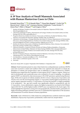 A 19 Year Analysis of Small Mammals Associated with Human Hantavirus Cases in Chile