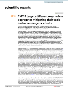 CMT-3 Targets Different Α-Synuclein Aggregates Mitigating Their Toxic