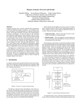 Memory Systems: Overview and Trends