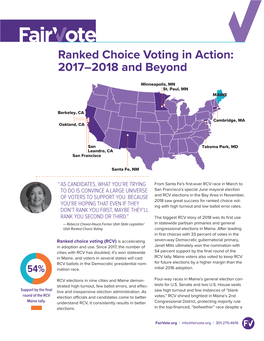 Ranked Choice Voting in Action: 2017–2018 and Beyond