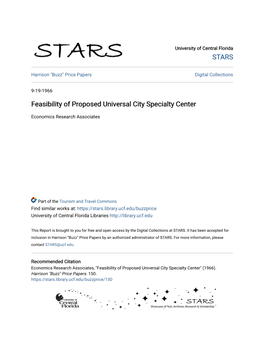 Feasibility of Proposed Universal City Specialty Center