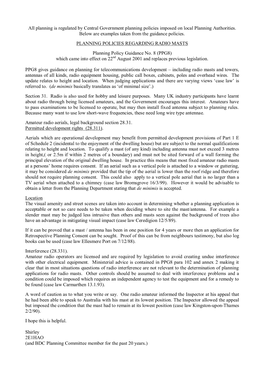 Planning Is Regulated by Central Government Planning Policies Imposed on Local Planning Authorities. Below Are Examples Taken from the Guidance Policies