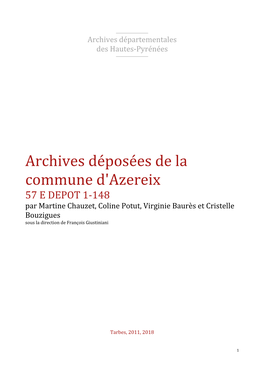Archives Déposées De La Commune D'azereix