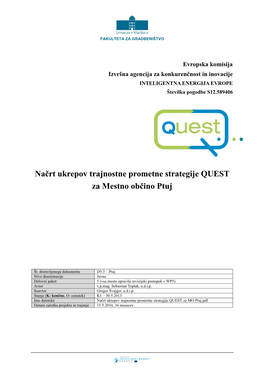 Načrt Ukrepov Trajnostne Prometne Strategije QUEST Za Mestno Občino Ptuj