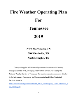 Fire Weather Operating Plan for Tennessee 2019