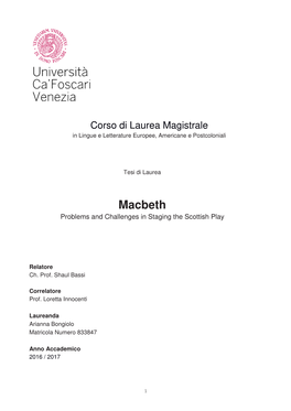 Macbeth Tesi Di Arianna Bongiolo