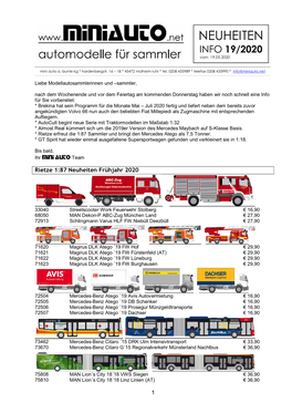 Neuheiten Info 19 / 2020 Vom 19.05.2020