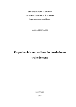 Os Potenciais Narrativos Do Bordado No Traje De Cena