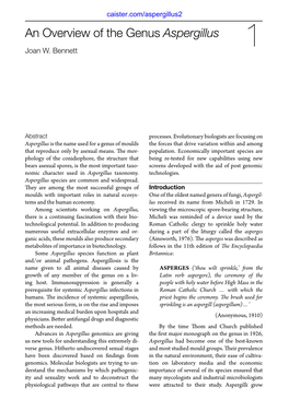 An Overview of the Genus Aspergillus 1 Joan W