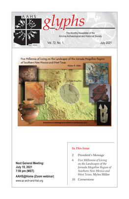 Glyphs the Monthly Newsletter of the Arizona Archaeological and Historical Society