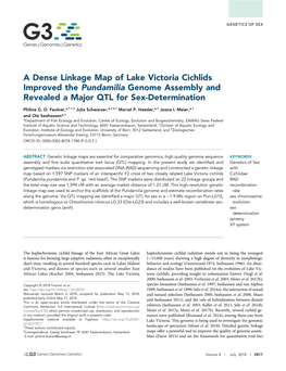 A Dense Linkage Map of Lake Victoria Cichlids Improved the Pundamilia Genome Assembly and Revealed a Major QTL for Sex-Determination