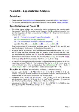 Psalm 80— Logotechnical Analysis