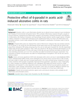 Protective Effect of 6-Paradol in Acetic Acid-Induced Ulcerative Colitis in Rats