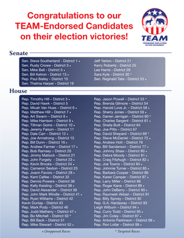 Congratulations to Our TEAM-Endorsed Candidates on Their Election Victories!