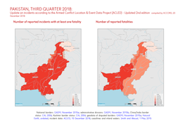 Pakistan, Third Quarter 2018: Update on Incidents According To