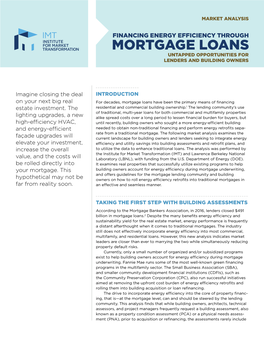 Financing Energy Efficiency Through Mortgage Loans Untapped Opportunities for Lenders and Building Owners