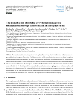 The Intensification of Metallic Layered Phenomena Above Thunderstorms