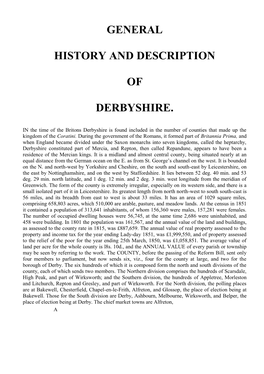 The History of Derbyshire Pages 1 to 40