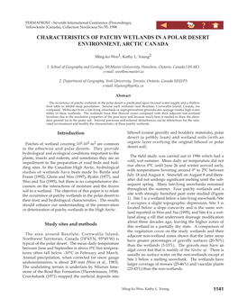 Characteristics of Patchy Wetlands in a Polar Desert Environment, Arctic Canada