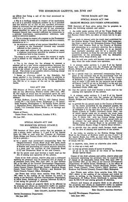 THE EDINBURGH GAZETTE, 30Th JUNE 1967 533 Thai Aadres^ (Hot Teing a Call of the Kind Mentioned in Trtjnk Koads ACT 1946 Column 3 Or 5)