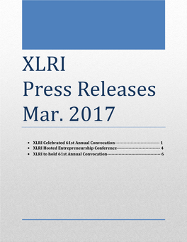 XLRI Celebrated 61St Annual Convocation---1 XLRI Hosted Entrepreneurship Conference