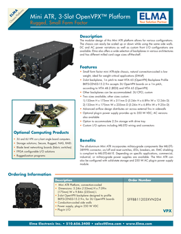 Mini ATR, 3-Slot Openvpx™ Platform Chassis Platforms Rugged, Small Form Factor