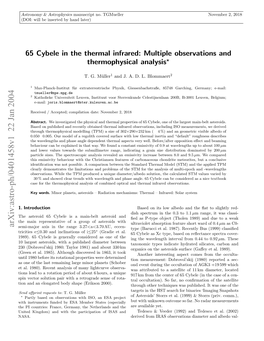 65 Cybele in the Thermal Infrared: Multiple Observations and Thermophysical Analysis Ues of 237.26 4.2Km and 0.0706 0.003, Respectively