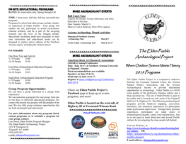 The Elden Pueblo Archaeological Project 2019 Programs