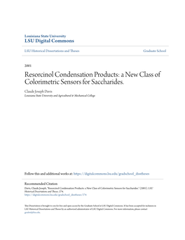 Resorcinol Condensation Products: a New Class of Colorimetric Sensors for Saccharides