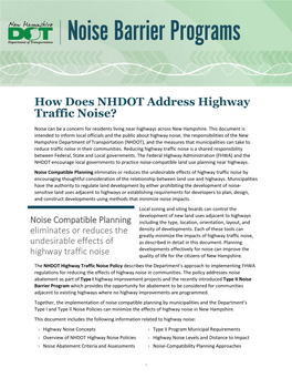 Information on the NHDOT Noise Barrier Programs