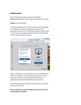 WV State Democratic Executive Committee From:​ Belinda Biafore