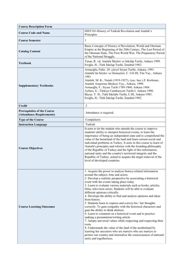 Course Description Form Course Code and Name HIST101-History