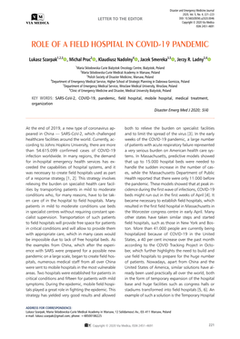 Role of a Field Hospital in COVID-19 Pandemic