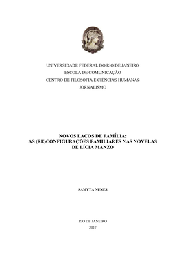 Novos Laços De Família: As (Re)Configurações Familiares Nas Novelas De Lícia Manzo