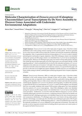 Molecular Characterization of Donacia Provosti (Coleoptera